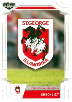 2020 NRL Elite #109 St. George-Illawarra Dragons Checklist Front